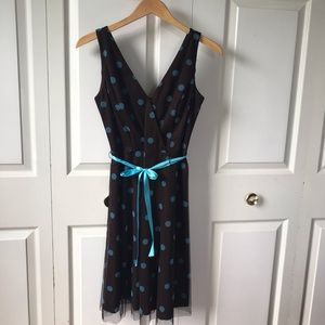 4 for $20 Party dress brown with blue polka dots
